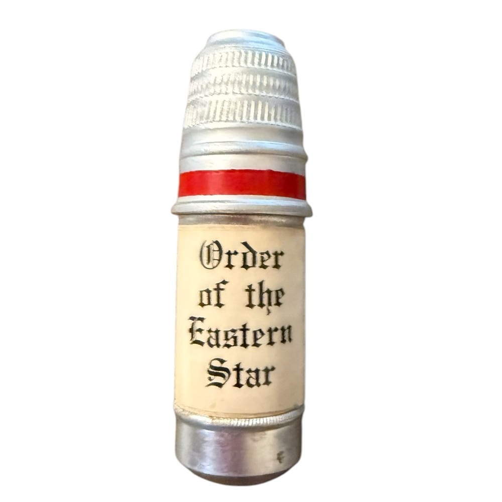 Vintage Order of the‎ Eastern Star Masonic Porcelain Needle & Thread Holder 2"